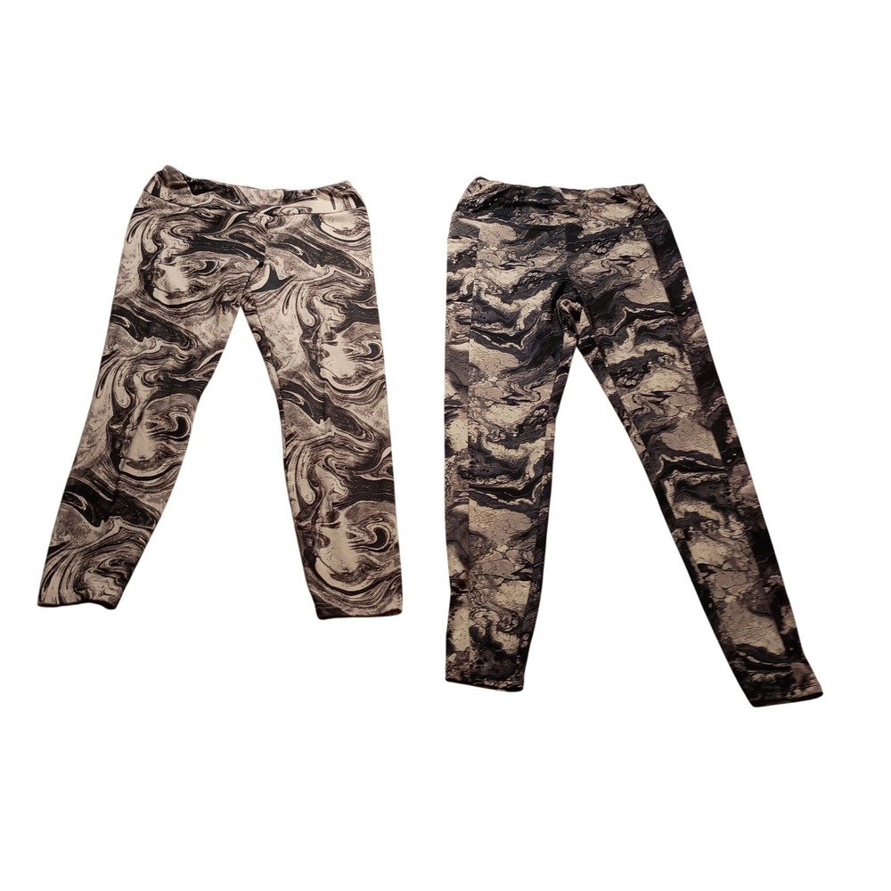 Candy & Zone Pro Leggings Women's Marble Print Multi-Pack M Gray Black Active